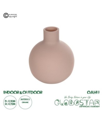 GloboStar® Artificial Garden OAHU 21277 Διακοσμητικό Κεραμικό Βάζo Ροζ Π10 x Μ10 x Υ12cm